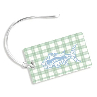 Fish Green Check Bag Tag #SLT5655-FISH