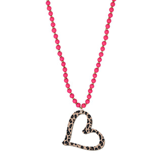 Leopard Heart Hot Pink Jennifer Necklace