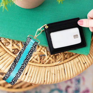 Black Wallet with Wristlet Strap #PACK-209BLK-AQDOT