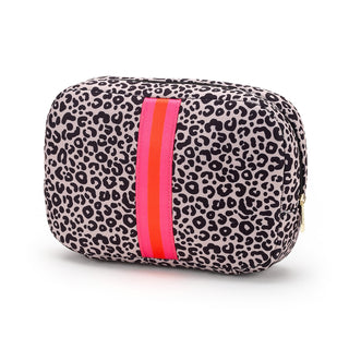 Hot Pink & Coral Leopard Neoprene Cosmetic Bag