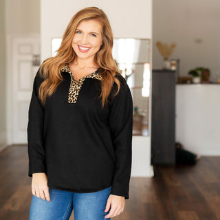 Black Leopard Savannah Pullover