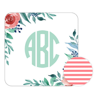 Personalized Coral Floral Desk Set