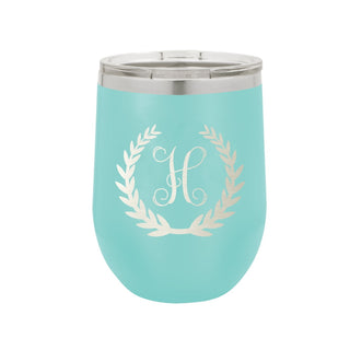 Wreath Single Initial 12 oz Tumbler