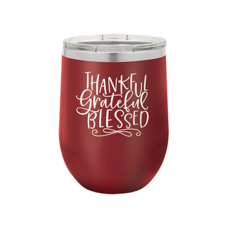 Grateful, Thankful, Blessed Garnet 12oz Insulated Tumbler