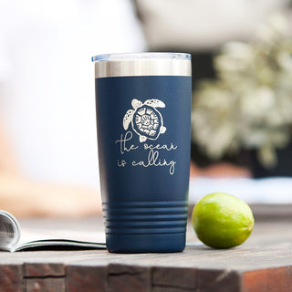 The Ocean is Calling Navy 20oz Insulated Tumbler