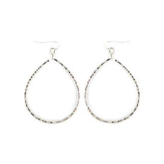Hammer Oval Silver Hoop Earrings