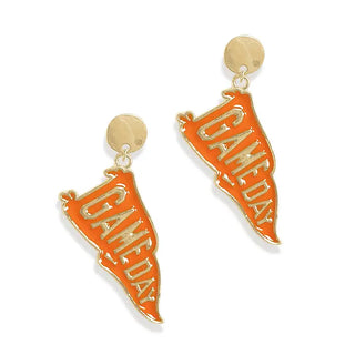 Orange Game Day Pennant Earrings #VLJE329-ORG