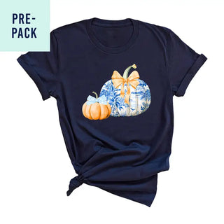 Chinoiserie Pumpkins Navy T-Shirt 9 pc Set #PACK-NAVY-CHPUM
