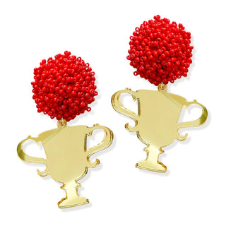 Mirrored Gold Acrylic Trophy Earrings