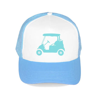 Aqua Golf Cart Trucker Hat #L197-BLU-HTAQGOLF
