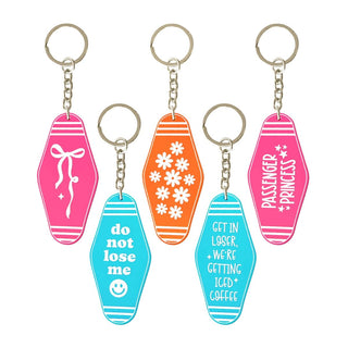 Teal & White Get in Loser Motel Keychain