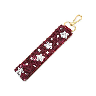 Garnet Star Sequin Wristlet Keychain