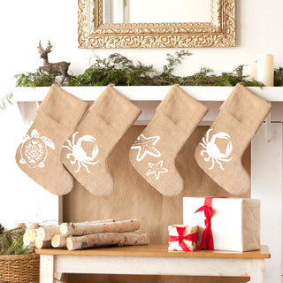 Starfish Burlap Stocking