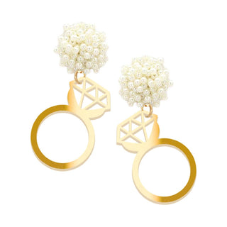 Mirror Gold Acrylic Ring Earrings