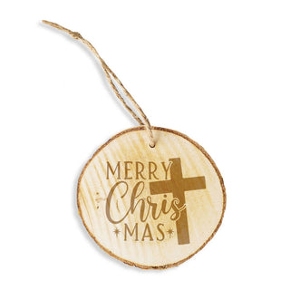 Merry Christmas Cross Wood Ornament