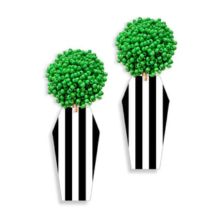Black Stripe Coffin Earrings #ACE-3620GR-COF-STBLK