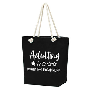 Adulting Black Castaway Tote
