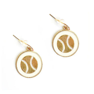 White Baseball Earrings #VLJ2636-WHTBASE
