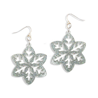 Holographic Glitter Snowflake Earrings