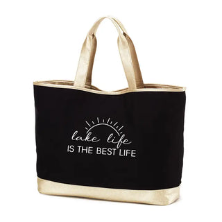 Lake Life is the Best Life Cabana Tote #HP732-BLK-LKLIFE
