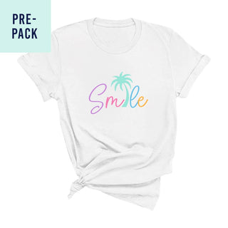 White Palm Tree Smile T-Shirt Pre-Pack
