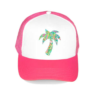 Let's Get Tropical Trucker Hat #L197-BLU-HTTRPPALM23