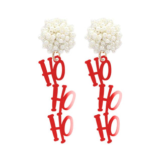 Mirrored Red Acrylic HoHoHo Earrings