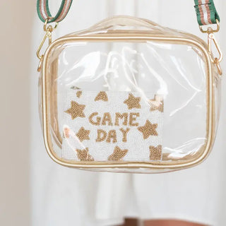 Gold & White Game Day Star Beaded Coin Purse #MNA0272VL-GDSTR