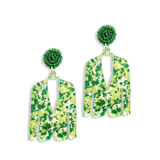 Green & Gold Glitter Masters Jacket Earrings