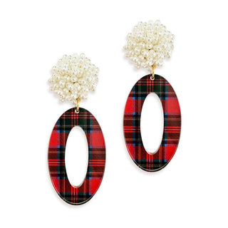 Tartan Plaid Oval Earrings