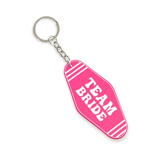 Hot Pink & White Team Bride Keychain