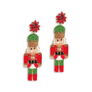 Red Let's Get Crackin' Nutcracker Earrings #VLJE6595-RED