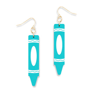 Crayon Earrings #ACE-300GD-CRA-TEALWHT