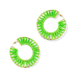 Green Raffia Georgia Earrings #VLJ504-GRN