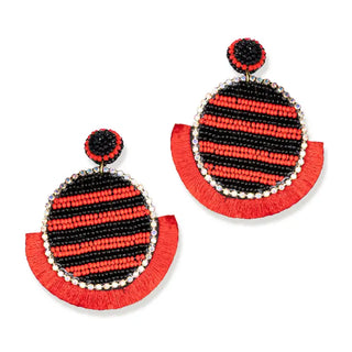 Red & Black Tailgate Earrings #VLJ2887-RED