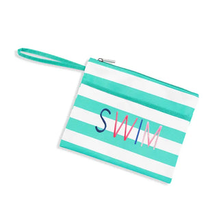 Mint Stripe Swim Wet Bag