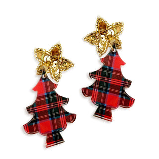 Tartan Plaid Tree Earrings