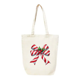 Candy Cane Bow Canvas Tote #HPT2518-CCBOW