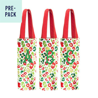 Single Initial Festive Leopard Wine Bag 14 pc Set #PACK-102FEST-BAM