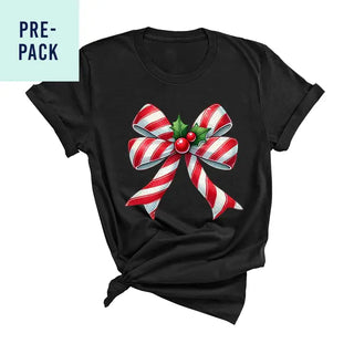 Candy Cane Bow Black T-Shirt 9 pc Set #PACK-BLK-CCBOW