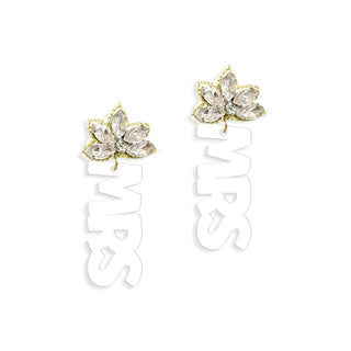 White Mrs Crystal Earrings