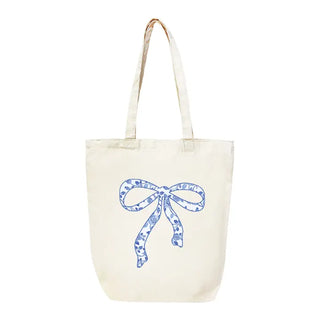 Blue Floral Bow Canvas Tote #HPT2515-BLUFLRBOW