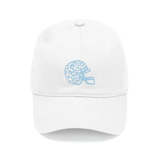 White Cap with Light Blue Leopard Helmet