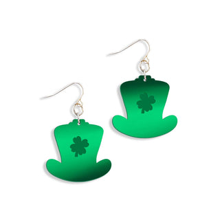 Mirrored Green St. Patrick's Hat Earrings