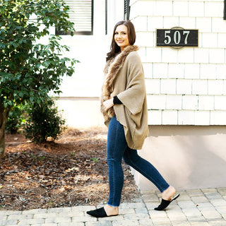 Tan Faux Fur Pippa Shawl #MS9030VL-TAN