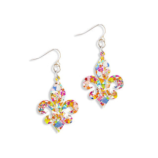 Multi Glitter Fleur de Lis Earrings