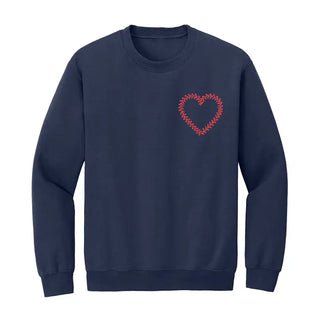Baseball Laces Heart Embroidered Sweatshirt #MSW-ASHLG-BHRT