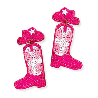 Hot Pink Long Live Cowgirls Earrings #VLJE8138-HTPK