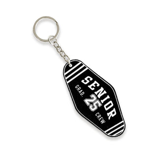 Black & White Senior 2025 Crew Keychain