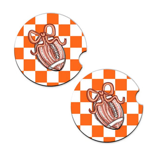 Football Bow Check Car Coaster Set #SPACK-CC132-FBBOW